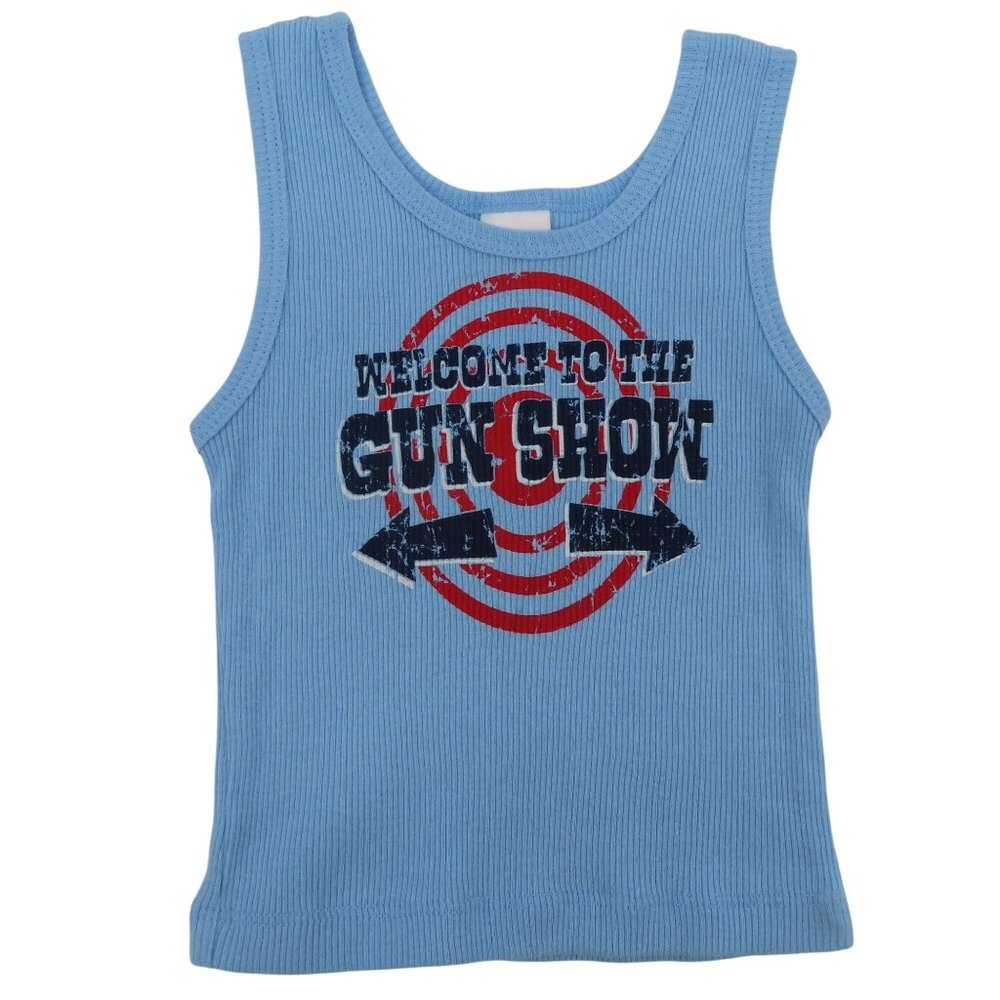 Little Teez Baby Boy 18M 18 Months Welcome To The Gun Show Blue Tank Top Shirt
